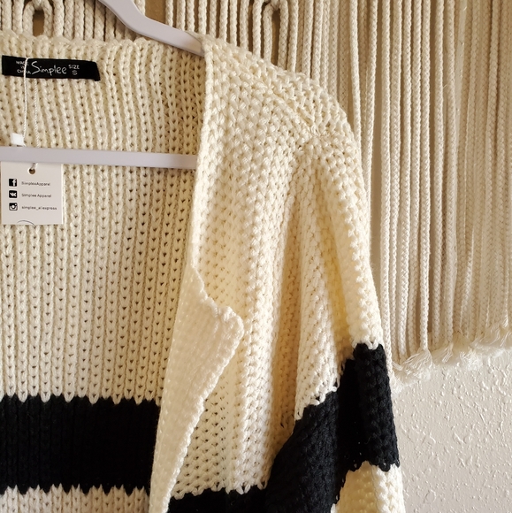NEW SIMPLEE Knit Striped Open Duster Cardigan S - Picture 3 of 8